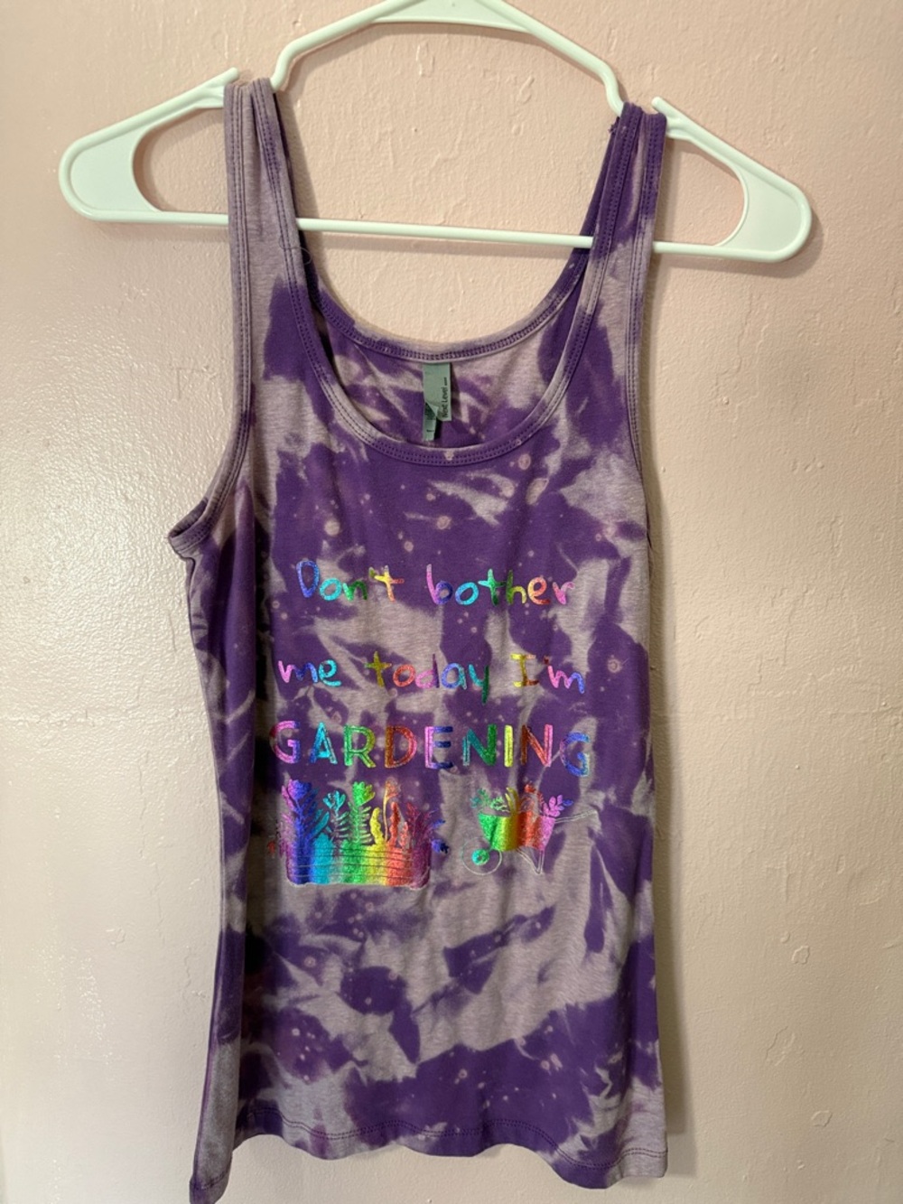 Purple Tie-Dye Gardening Tank with Rainbow Graphic